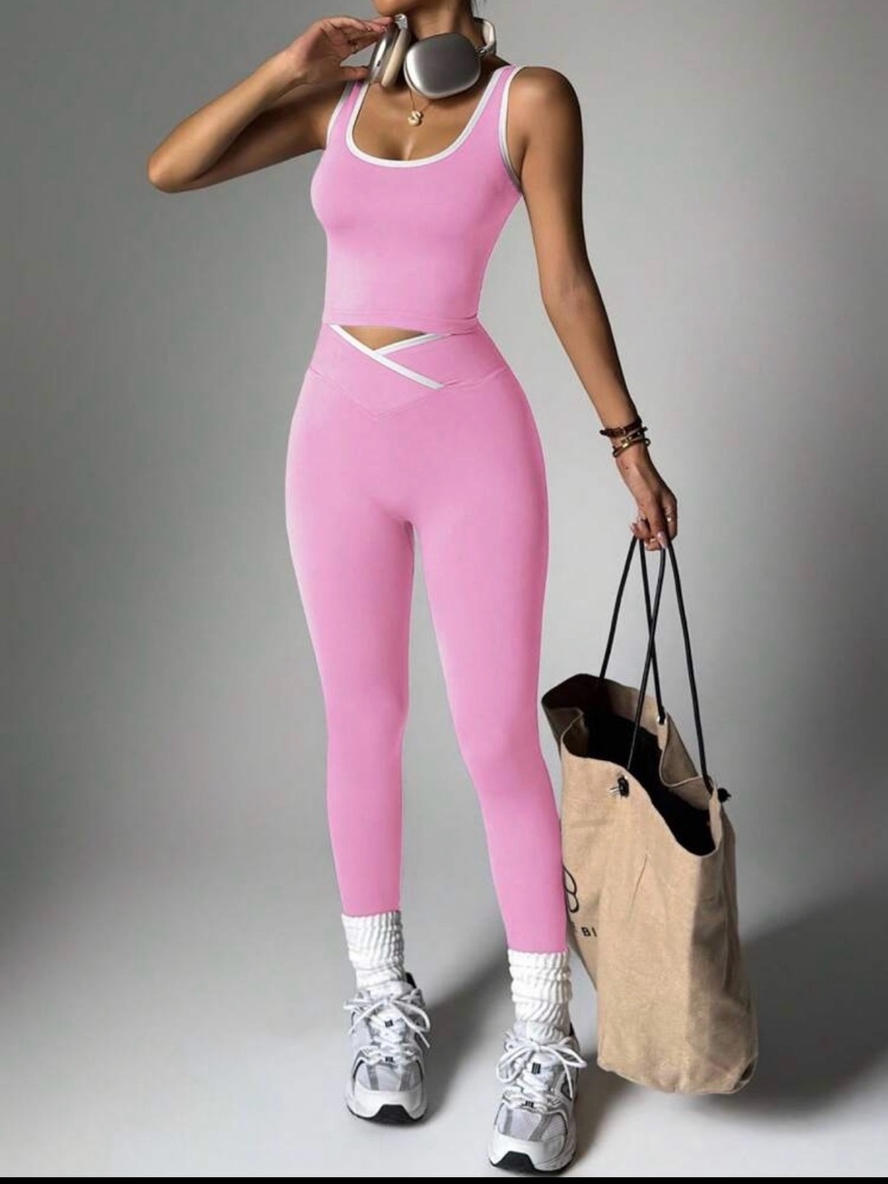 Pink Women's Ribbed Tank & Legging Set - Picture 8 of 8